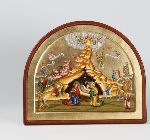 Nativity half circle wood