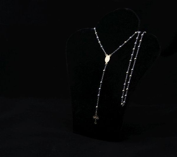 Silver rosary with gold 1
