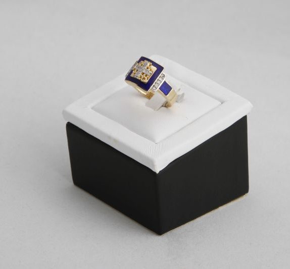 Enamel ring Jerusalem cross - 14K