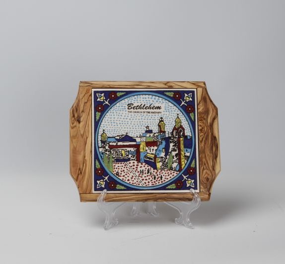 Square Bethlehem plate with wood frame