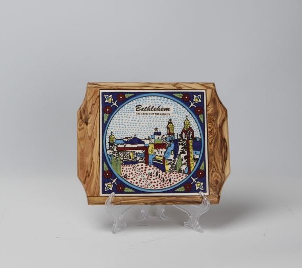 Square Bethlehem plate with wood frame 1
