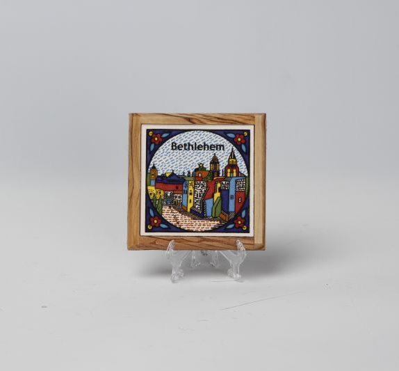 Square Bethlehem plate with wood frame