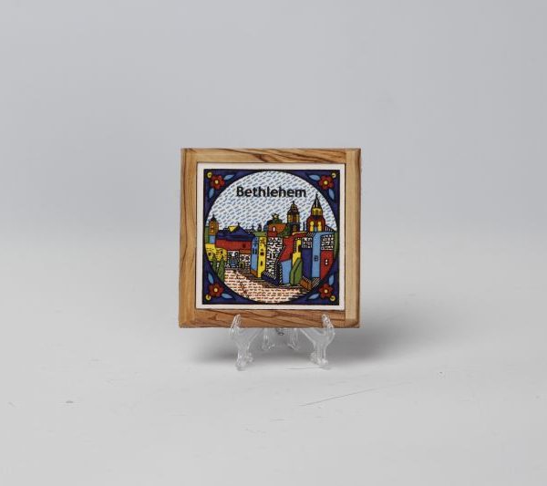 Square Bethlehem plate with wood frame 1