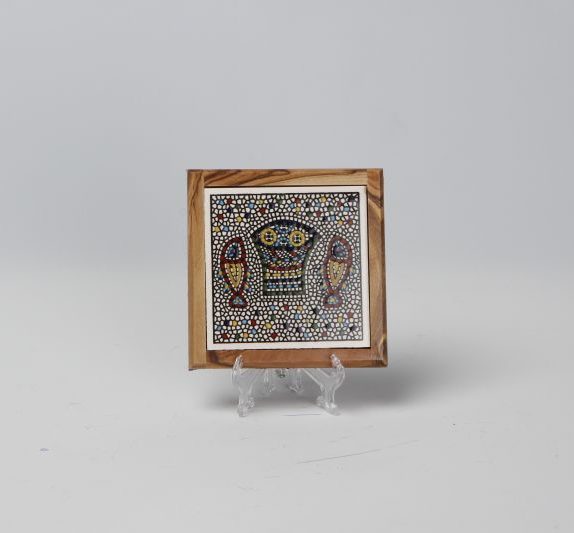 Square Tabgha plate with wood frame