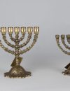 Round Menorah with flower shape base big (2 Sizes)