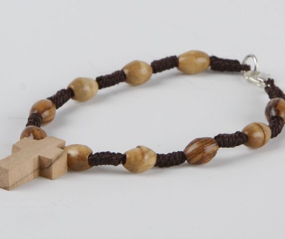 Olive wood hand rosary with string