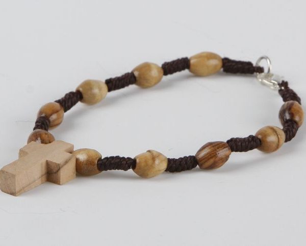 Olive wood hand rosary with string 1