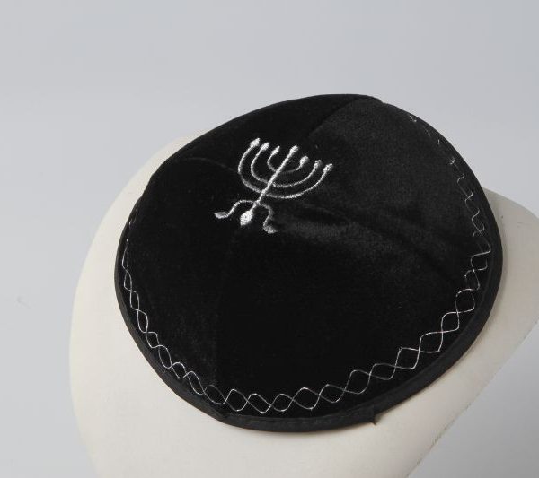 Kippah Cap-Menorah (black 1