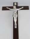 Wood cross with silver crucifix medium