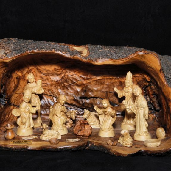 Zacharia nativity set with bark