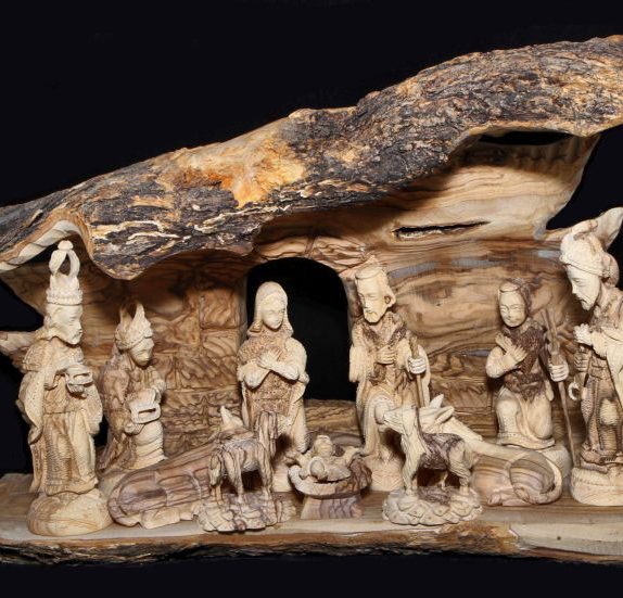 Big natural Bark Nativity set