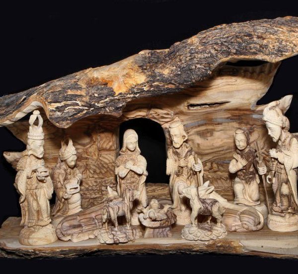 Big natural Bark Nativity set 1